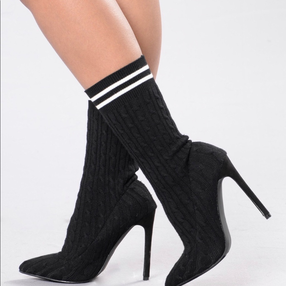 Black with white strip heels
